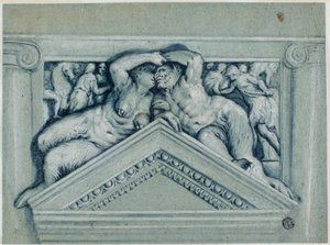 Overdoor med Satyr och Satyress av Veronese