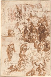 Studier för Judith och Holofernes, David och Goliat, The Finding of Moses och andra [recto] av Veronese