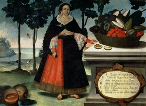 Indisk kvinna i hel klänning (olja på duk) av Vicente Alban