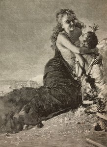 Renässans, mor med barn, från målning av Vincenzo Irolli av Vicenzo (after) Irolli