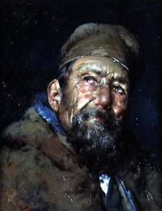En eftertänksam italienare (olja på duk) av Vicenzo Irolli
