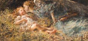 Musikerängeln Målning av Vincenzo Irolli (1860-1949) 1900 privat samling