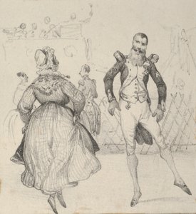 En soldat och en kvinna som dansar, mitten av 1800-talet. av Victor Adam