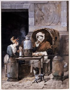 Caféhandlare på gatan - av Adam, v.1850 av Victor Adam