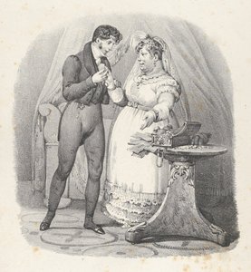 Kille. XVIII: Det måste finnas ett slut! Jag gifter mig med henne. Det måste ta slut! Jag är gift, 1824., av Victor Adam