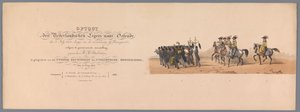 Historisk procession vid Utrechts universitets andra hundraårsjubileum, 1836 (titeltryck) Nederländska arméns mars till Ostende den 3 juli 1600, dagen efter segern vid Nieuwpoort; enligt den kostymerade föreställningen som ges av H H Stud av Victor Adam