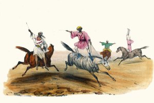 La voltige, par des beduinerna. i "" Album Grotesque, Choices of Types Remarkable", illustrationer av Victor Adam, Paris, cirka 1850. av Victor Adam