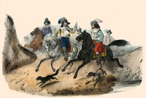 Utmaningen, mellan 2 herrar. i Album Grotesque, Choix de Types Remarkable”, illustrationer av Victor Adam, Paris, cirka 1850. av Victor Adam