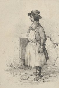Man bär förkläde och hatt, mitten av 1800-talet.