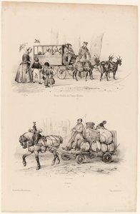 Omnibusbuss på Champs-Elysées, ca 1841-44 (tryck) av Victor Adam