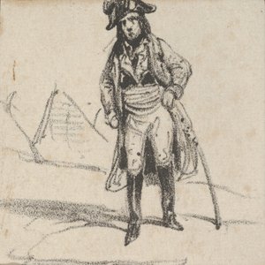 Soldat lutad på sitt svärd, mitten av 1800-talet. av Victor Adam