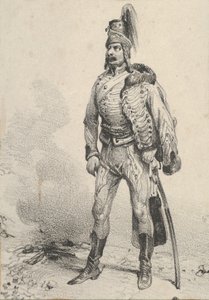 Stående soldat med sin jacka på ena axeln, mitten av 1800-talet. av Victor Adam