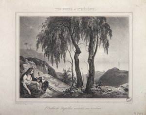 Skuggan av Napoleon som besöker hans grav, utsikt över Saint Helena
