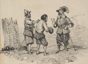 Tre män bråkar, mitten av 1800-talet. av Victor Adam