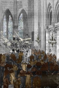 Affäre der Besessenen von Loudun um 1630: Die besessenen Ursulinen während einer Exorzismus-Sitzung in der Kirche Sainte Croix de Loudun von Victor-Armand Poirson