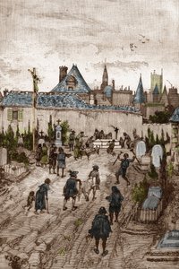 Jansenist konvulsionär (eller Saint Medard) (Konvulsioners verk) på 1700-talet: "" de sjuka och handikappade går till kyrkogården i Saint-Medard (där är diakonen Francois Paris grav) för att vara mirakulöst gueris" (Convulsionnaire praxis ( Convulsionna