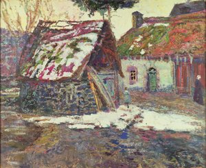 Effekten av snö (olja på kartong)