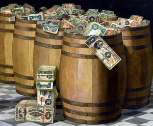 Barrels of Money, ca 1897 (olja på duk)