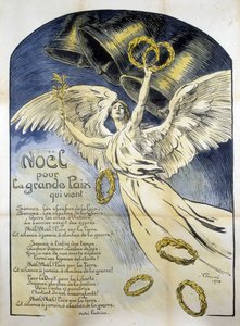 Allegorisk fredsfigur - Dikt "" Jul för den stora friden som kommer "" av André Fontaine, ill. av V. Prouvé
