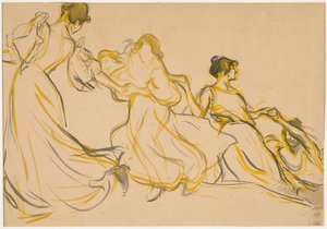 Studie för dekoration för Salle des Fêtes för stadshuset i det 11:e arrondissementet i Paris, 1897.