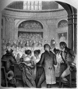 Mottagning av Abbe Jean Sibrake (Jean-Sibrakes) (Siffrein) Maury (1746-1817) vid Academy Francaise 1785 - Gravyr av Franck av Victor Franck
