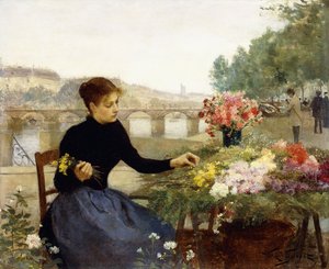 En parisisk blomstermarknad,