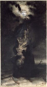 Casquets Lighthouse, 1866 (penna och bläcktvätt på papper)