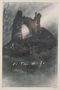 Ruinerna vid Groz-Nez, Jersey, eller The Arch (blyerts, tusch och sepia på papper) av Victor Hugo