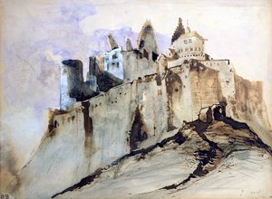 Chateau de Vianden, 1871 (wc, penna och bläck och tvätt på papper) av Victor Hugo