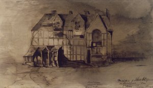 The House of William Shakespeare (1564-1616) i Stratford-upon-Avon (penna och bläck och tvätt på papper)