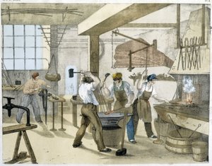 Låssmeden, litho av Janson. 1800-talet.