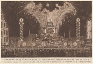 Dekoration och fyrverkerier... Monseigneur le Daufins födelse (Fyrverkerier som firar Dauphinens födelse)