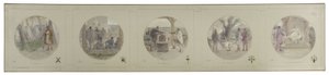 Skiss för Lobau-galleriet i Hôtel de Ville de Paris: La Milice. Församlingen. Röstning. Rättvisan. Regeringen av Victor Jean Pierre Maziès