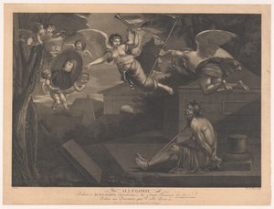 Allegori över Napoleon I Bonaparte Allegori angående de franska arméernas Buonaparte Generalissimo (titel på objektet) av Victor Marie Picot