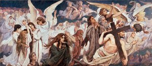 Devant le Paradis (Parte gauche) - Before the Paradise (vänster del) - Målning av Viktor Mikhaylovich Vasnetsov (1848-1926), olja på duk av Victor Mikhailovich Vasnetsov