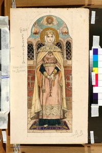 Porträtt av Eudoxia Dimitrievna av Suzdal (död cirka 1407) (studie för en fresk i St. Vladimirs katedral i Kiev) - Verk av Viktor Mikhaylovich Vasnetsov (1848-1926) av Victor Mikhailovich Vasnetsov