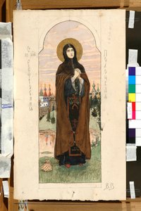 Porträtt av Euphrosyne av Polotsk (Eufrasinnia, Efrasinnia) (1110-1173) (studie för en fresk i St. Vladimirs katedral i Kiev) - Verk av Viktor Mikhaylovich Vasnetsov (1848-1926) av Victor Mikhailovich Vasnetsov