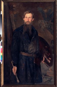 Porträtt av konstnären Viktor Vasnetsov (Porträtt av konstnären Viktor Vasnetsov) - Målning av Nikolai Dmitrievich Kuznetsov (1850-1929), olja på duk av Victor Mikhailovich Vasnetsov