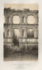 Pittoresk arkitektur eller monument från 1400-talet. Och XVI. Centuries: Castles of France of the XV and XVI Centuries: Pl. 74, Ruined Gallery Of A Castle, efter en gammal teckning av Victor Petit