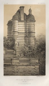 Pittoresk arkitektur eller monument från 1400-talet. Och XVI. Århundraden: Frankrikes slott av XV och XVI århundraden: Pl. 76, Pavillon De Chaumont (Saône et Loire) av Victor Petit