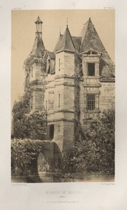 Pittoresk arkitektur eller monument från 1400-talet. Och XVI. Århundraden: Frankrikes slott från XV och XVI århundraden: Pl. 78, Manoir de Belvau (Corrèze) av Victor Petit