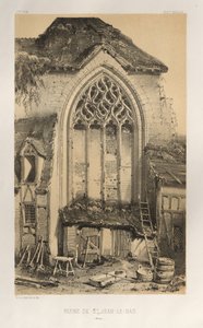 Pittoresk arkitektur eller monument från 1400-talet. Och XVI. Århundraden: Frankrikes slott av XV och XVI århundraden: Pl.17, Ruin of St. Jean-Le-Bas (Aisne) av Victor Petit