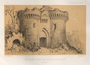 Pittoresk arkitektur eller monument från 1400-talet. Och XVI. Centuries: Chateaux of France of the XV and XVI Centuries: Pl.6, Old Gate of Chateau De Malmort (Correze) av Victor Petit