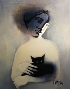 Den gåtfulla svarta katten av Victor Tkachenko