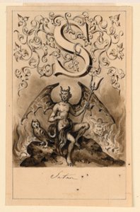 Design för bokstaven S i en primer: Satan av Victor Vincent Adam