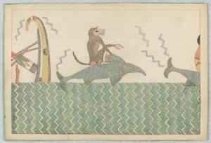 Apan och delfinen, illustration till Aesops fabler