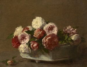 Rosor i en porslinskruka, c.1875?-1900 av Victoria Dubourg