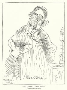 Drottning Victorias första barn, tecknat av Hennes Majestät (litho) av Victoria Queen