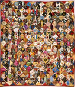 Crazy Quilt (silke, bomull, ull, linne, bitar, broderat) av Victoriene Parsons Mitchell