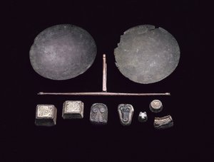 Balansstråle för en uppsättning vågar, från en vikingabåtsbegravning vid Kiloran Bay, Colonsay, Argyll, 875-925 AD (brons)